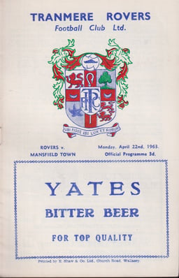 Tranmere Rovers v Mansfield Town Match Programme 1963-04-22